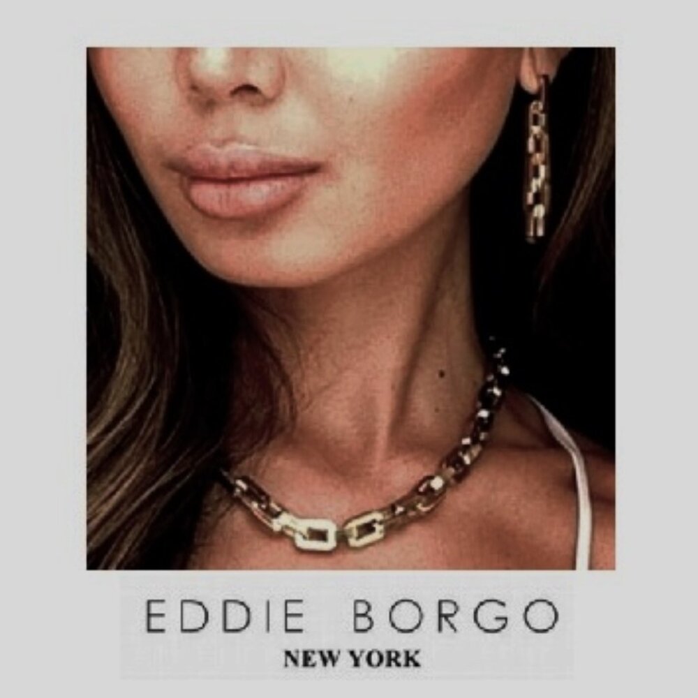 New $695 Eddie Borgo Supra Chain Link Necklace & Earrings Gold Set Neiman Marcus